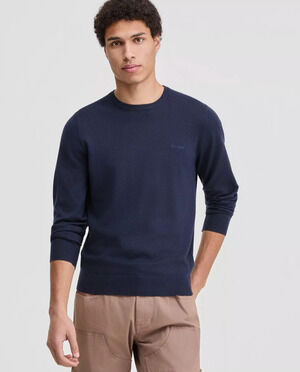 Guess David Crewneck Sweater Mens XXL Smart Blue Long Sleeve Lightweight Logo